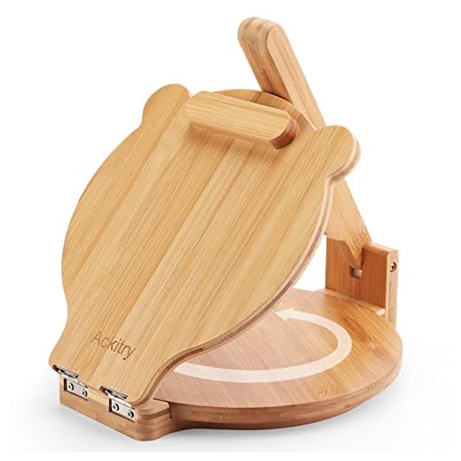 Ackitry Rotatable Tortilla Press 10 Inch, Bamboo Tortilla Press Maker with 100 PCS Parchment Paper for Homemade Mexican Tortillera, Roti, Chapati, Taco, Pataconera, Burritos and Dough Press