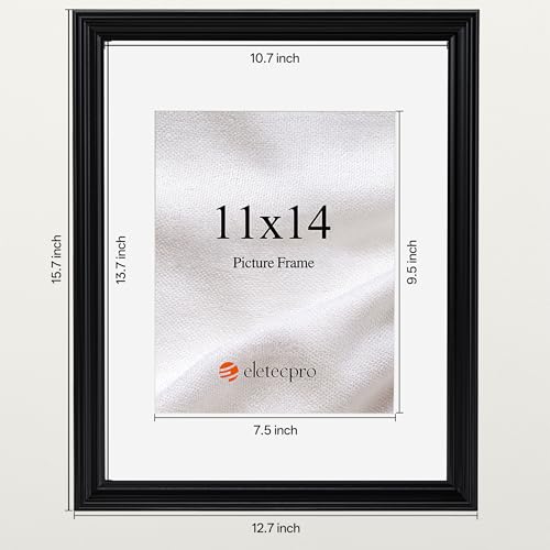 Image of eletecpro 11x14 Black Picture Frames Set of 4, Vintage Photo Frames with Clear Acrylic Cover, Gallery Wall Art Display 8x10 Photo with Mat or 11x14 without Mat for Tabletop and Wall Mount, Home Decor