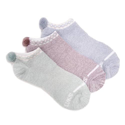 MUK LUKS 3 Pack Dream Step Low Cut w/Pom, Multi, OS (6-11)