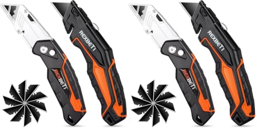 Image of REXBETI Box Cutter 4-Pack, Utility Knife with Blade Storage, 36 Blades