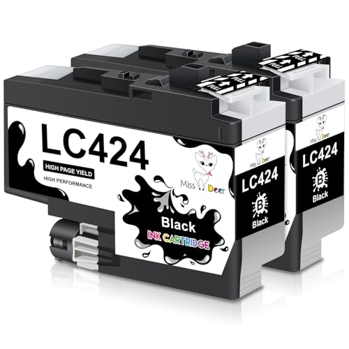 Miss Deer LC424 Schwarz Patronen für Brother LC424 Schwarz kompatibel mit Brother DCP-J1200W DCP-J1200WE Pack