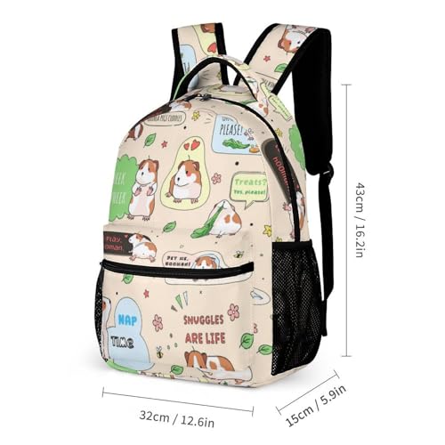 Guinea Pig School Backpack for Kids Girls Boys, 16 Inch Cute Guinea Pigs Themed Bookbag, Personalized School Backpack for Students Children, Lightweight, Large Capacity3