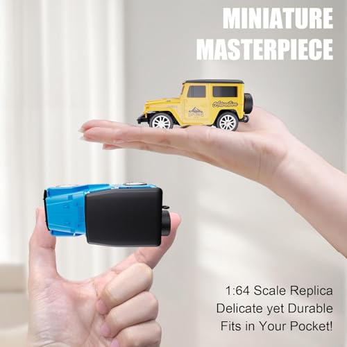 Image of Mini Die-Cast RC Car 1:64 Scale | High-Speed Desktop Remote Control Car with LED Headlights | 2.4GHz Mini Controller, 15m Range, Type-C Charging | Toy Car Model for Kids & Adults (HG4-106)