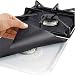 Non-Stick Gas Range Protectors - Reusable Aluminum Foil Gas Stove Burner Cover Protector Liner Clean Mat Pad - Set of 4 (black)