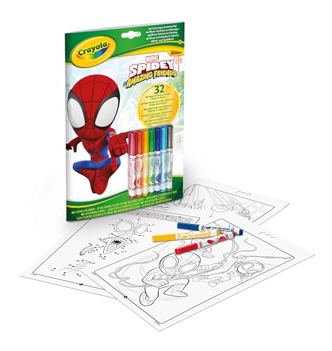 CRAYOLA - Album attività & Coloring Spidey, 32 Pagine da Colorare e 7 Mini Pennarelli Lavabili, 04-2809