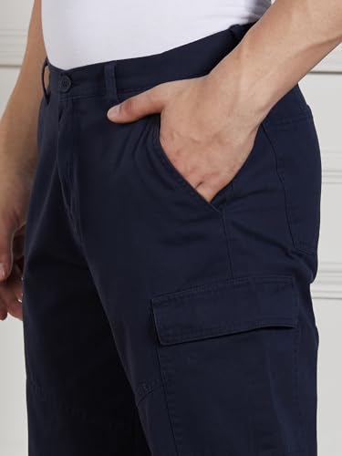 Image of Dennis Lingo Men Cotton Lycra Solid Stretchable Cargo Trousers
