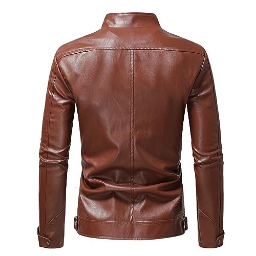Chaqueta de Cuero para Hombre Slim Fit con Cuello de Pie miniatura 3