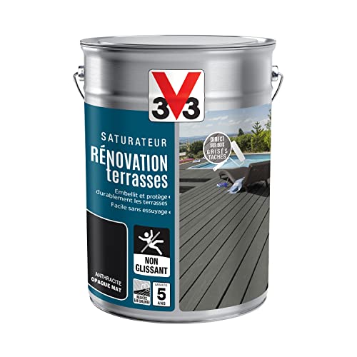 V33 Saturateur Rénovation Terrasses Et Bardages, Anthracite 5L 106544