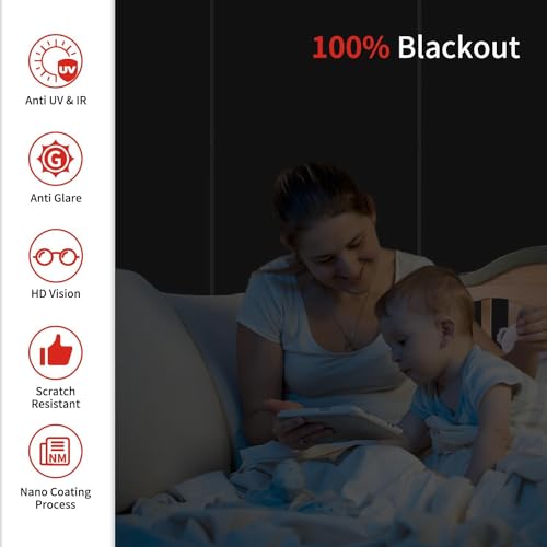 Image of CREON Total Blackout Window Film Privacy, 100% UV Blocking (12 x 36 Inch) Inches Dark Window for Home Decorative Heat Control Window Film