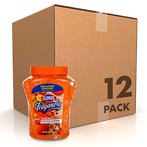Image of Clorox Fraganzia Air Freshener Beads in Pumpkin Spice Scent, 12 oz Jar Gel Beads Air Freshener Scent Beads Car Air Freshener for Car or Home (Pack of 12)