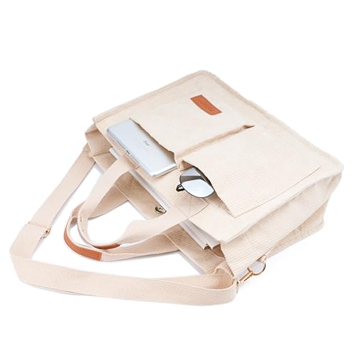 Corduroy Crossbody Bag for Women Tote Bag with Pockets Square Shoulder Bag Everyday Handbags for Work Travel4