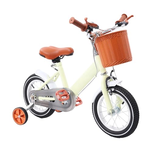 YIEMJS Kinderfahrrad 12 Zoll Kinder Fahrrad für Jungen & Mädchen ab 2-5 Jahre Upgraded Kinderfahrräder höhenverstellbarer Sitz Lenker Stützrädern Korb sicheres Trainingsfahrrad für Kinder (Gelb)