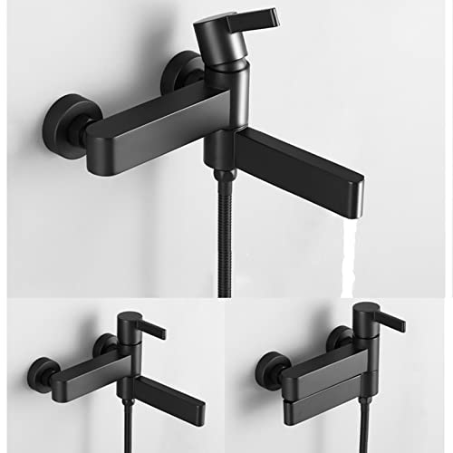 Douche à main et robinet de baignoire noir pour rituel bien-être