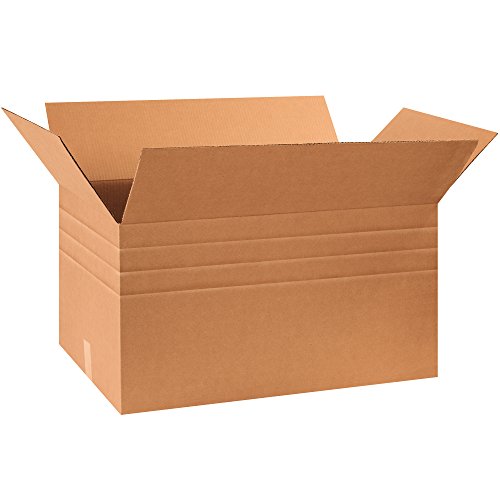 Image of BOX USA BMD301716 Multi-Depth Corrugated Boxes, 30 inchL x 17 inchW x 16 inchH, Kraft (Pack of 15)
