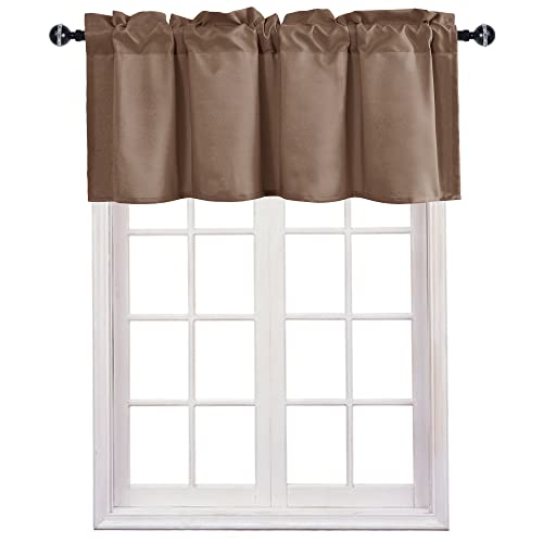JIUZHEN Tan Valance Curtains for Window 1 Panel, 42 x 18 Inches