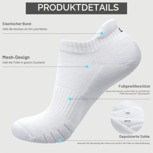 Foto von coskefy 6 Paar Sneaker Socken Herren Damen Baumwolle Sportsocken Kurz Laufsocken Running Socken Knöchelsocken Schwarz Weiß Grau Atmungsaktiv