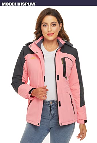 Tacvasen Womens Waterproof Ski Jacket Windproof Rain Jacket Winter Warm Snow Coat Fleece Jacket Women Hiking Jacket Women Mountain Jacket Women #TOP4
