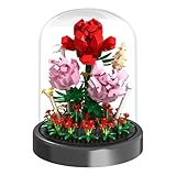 Flower Bouquet Building Kit, 524 Pcs Mini Bricks Building Blocks Sets, Forever Rose Decorated Flower with Dust Cover, Valentine's Day Gifts for Her Mom Women (Rose Flower)