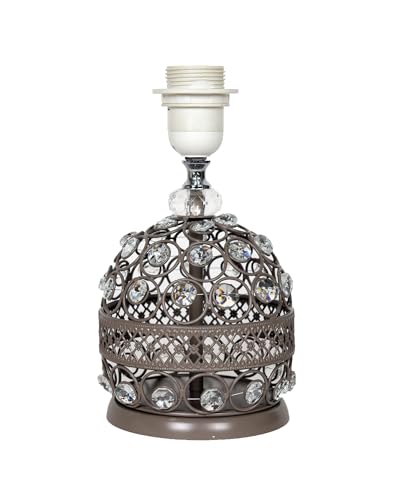 Image of Homesake Modern Small Crystal Table Lamp, Contemporary Bedroom Bedside Nightstand Lamp, Morden Minimalist, Desk Globe Lamp for Living Room Girls Kids Room, Fabric Shade (Grey)