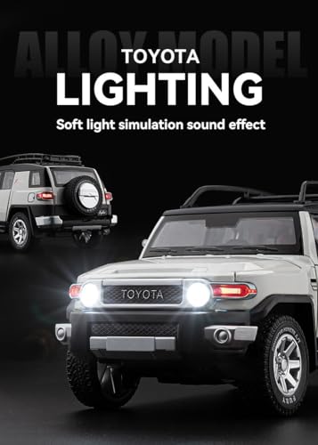 Image of Toyota FJ Cruiser 1:24 Diecast Metal SUV - Pull-Back Action, Sound & Light, Openable Doors - Realistic Collectible Toy Car for Kids, Adults & Car Enthusiasts【Color as per Stock】