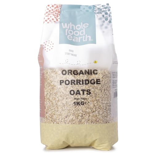 Wholefood Earth Organic Porridge Oats 1 kg | GMO Free | Vegan | High Fibre | Certified Organic