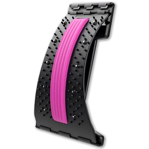 Back Stretcher,4 Level Lumbar Support Board, Spine Alignment Massager for Herniated Disc,Sciatica, Scoliosis,Upper & Lower Back Pain Relief (Pink)