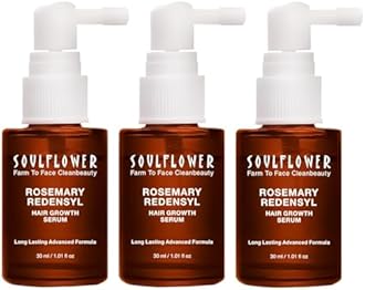 Soulflower Hair Growth Redensyl Tetragain Serum,Rosemary Oil,3% Redensyl,4% Anagain,Caffeine,Melanogray,Biotin,Rice Water,Anti Hair fall,Clinically Tested on Real people,Unisex|Pack of 3 30 ml each