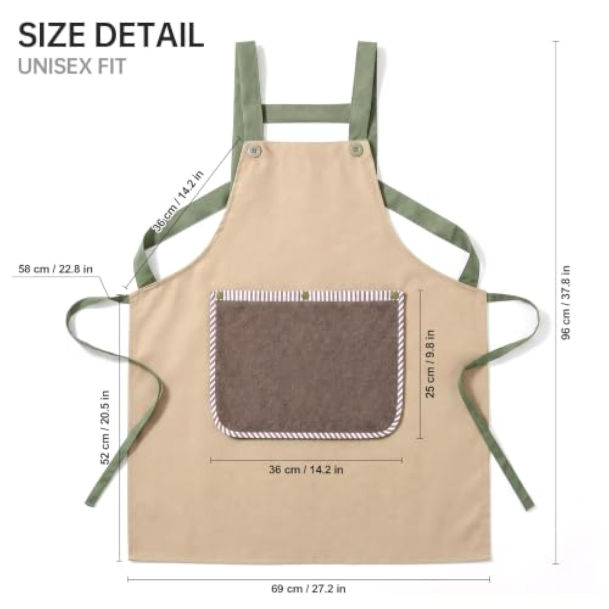 2 Pack Bib Aprons with Detachable Pocket, Stain Resistant