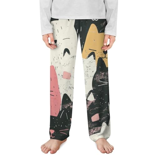 Seamless Texture with Cat Heads And Paws, Pastel Colors, CuteChildren's Casual Pajamas140CM