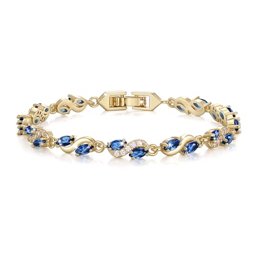 EVER FAITH Gorgeous Marquise Cubic Zirconia Elegant Birthstone Wave Wedding Party Jewelry Bridal Prom Tennis Bracelet for Women Bride