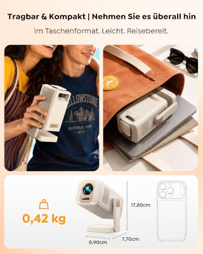 Mini Beamer [Integrierte Apps| Kurzdistanz] Smart Beamer 1080P Unterstützt – Ansicht 4