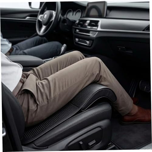 Cojín para las rodillas del coche de alta gama en piel negra con diseño ergonómico en C 3