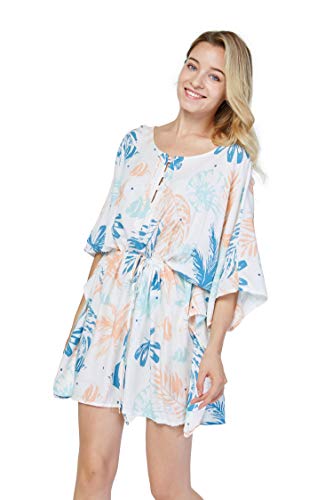 Women's Hawaiian Poncho Luau Dress Neon Sunset