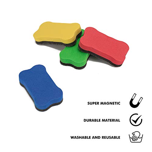 Firstopp Cube Erasers Premium Whiteboard Magnetic Board Bone-Shaped Dry Erase Eraser Chalkboard Cleaner Office Products Writing & Correction School Supplies,Blue(24 Pcs) #TOP3