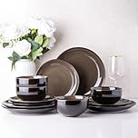 LERATIO Ceramic Dinnerware Sets,Stoneware Coupe Plates and Bowls Sets,Highly Chip and Crack Resistant | Dishwasher & Microwave & Oven Safe Dishes Set,Reactive Glaze Dinnerware- Service for 4