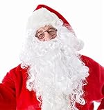 TK Gruppe Timo Klingler 2 in 1 - Weihnachtsmannbart - Nikolausbart Bart weiß Weiss - Perücke zum Verkleiden als Nikolaus - Weihnachtsmann - Santa - Weihnachten