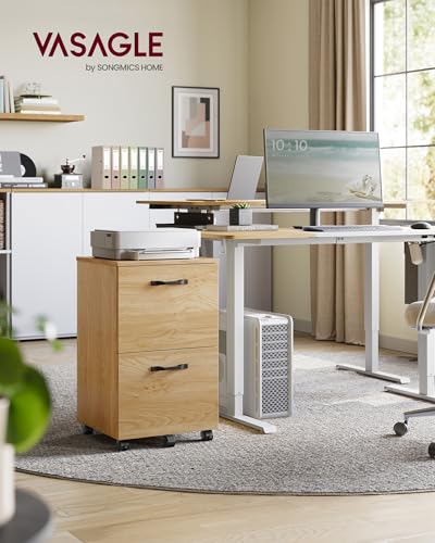 Image of VASAGLE 2-Drawer File Cabinet, Small Rolling Filing Cabinet | Printer Stand, for A4, Letter-Size Documents, Home Office, Assembly Required, Straw Yellow, CUSTOS Collection UOFC040Y70