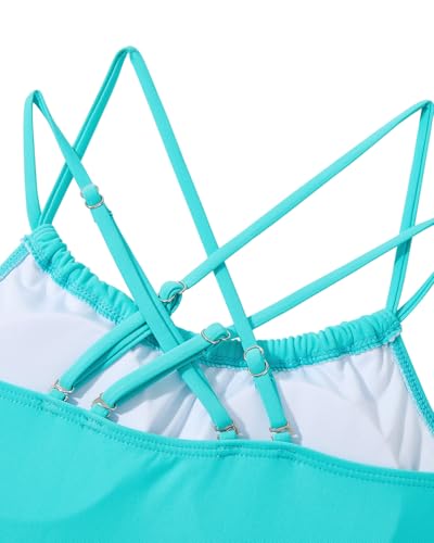 Image of Girls One Piece Swimsuits Teens Bathing Suits Teen Swimsuits Quick Dry Halter Crossback Beach Sport UPF 50 Kids Swimwear