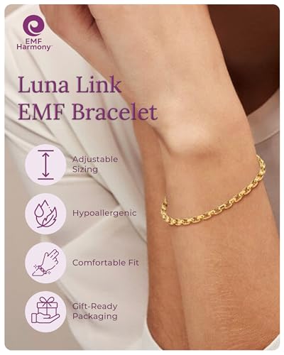 EMF Harmony Rolo Chain Bracelet – Sterling Silver or 18k Gold Vermeil with Bioresonance for Energy Balancing and Wellness – Adjustable Women’s Jewelry2