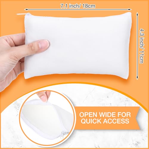 Image of Reginary 80 Pack Canvas Zipper Makeup Bags Bulk Pencil Pouches Blank DIY Craft Canvas Cosmetic Bag Pouch with Zipper for Makeup Cosmetic Toiletry Stationary Storage (All White)