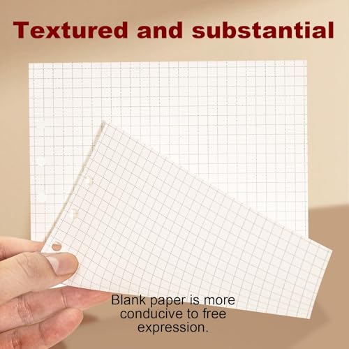 KINETOX 180 Blätter Nachfüllpapier A5 Karierte 6 Löcher A5 Papier Nachfüllbare Refill Paper Ringbucheinlagen für a5 Notizbücher Tagebücher Skizzen Agenden Planer