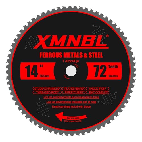 14 Inch Metal Cutting Saw Blade,Replacement for Diablo D1472CF 14' Metal Saw Blades,Compatible with Evolution Etc 14 Inch Chop Saw.72T Carbide Saw Blade.Steel Cutting Saw Blade.Longer Life 5X