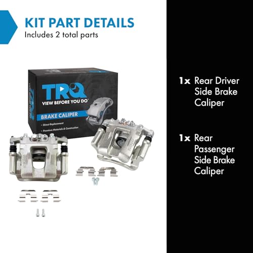 Image of TRQ Rear Brake Caliper Set Zinc Coated Brackets Hardware Compatible with 2014-2016 Kia Optima