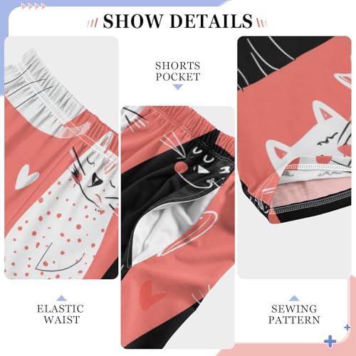 Cat Red Love Boys Long Pants Soft Trousers Elastic Waist Kids Lounge Bottoms with Pockets S-XL4