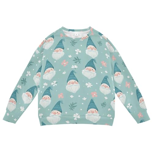 JUNZAN Cute Gnomes Teal Little Kids Sweatshirt Hoodie Crewneck Kids Pullover Hoodie Party 4T