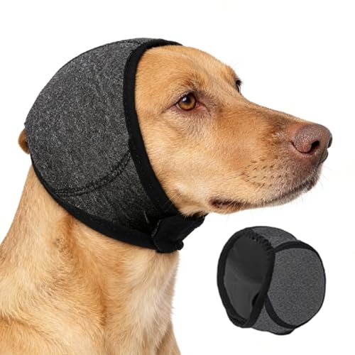 Longgaogao Hunde Ohrenschützer Mit Geräuschunterdrückung,Elastische Winterhaube,Elastischer Gehörschutz Für Hunde, Für Geräuschblockierung, Beruhigung, Winter, Baden, Trocknen(Schwarz)