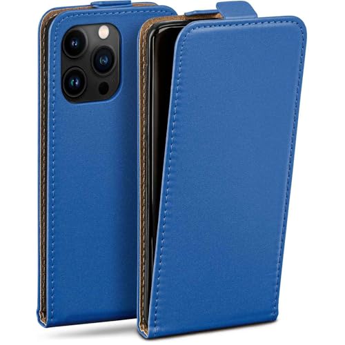 Étui iPhone 16 Pro Max en cuir synthétique bleu chic avec protection intégrale à 360 degrés