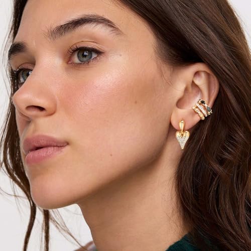 MTMY Ear Cuffs Non Piercing for Women 14K Gold Plated Ear Cuff Earrings Colorful Cubic Zirconia Paved Trendy Cartilage Earring Jewelry | Single3