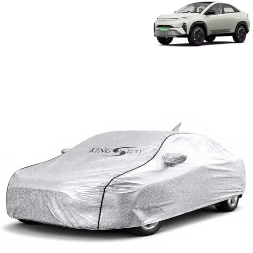 Image of KINGSWAY SilverTech 100% Waterproof Car Cover Only with Tata Curvv EV (Year 2024 Onwards - All Model) | Mirror and Antenna Pockets | Scratchproof | All Weather Car Body Cover