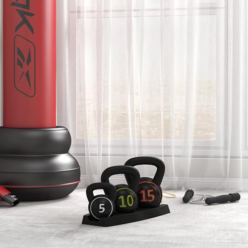 HOMCOM Kettlebell, 2,2kg, 4,5kg, 6,8kg Kugelhantel, 3er Set Kugelgewicht für Gymnastik, Krafttraining, Schwarz – Bild 3